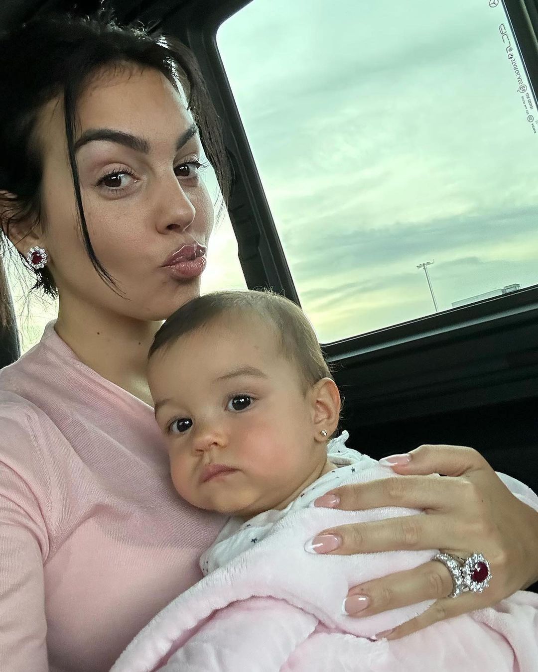 Georgina and Ronaldo's bundle of joy spotted wrapped in our Cozy Crew Club Mimos blanket