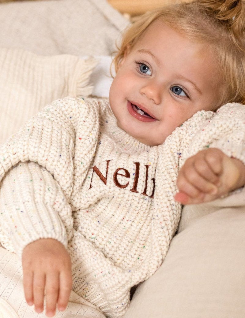 COZY Rainbow Speckle Chunky Sweater | Natural - Cozy Crew Club