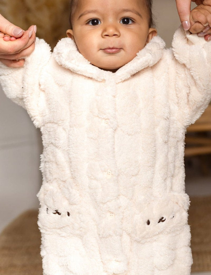 The Fur Bear Lining Fluffy Coat Romper - Cozy Crew Club