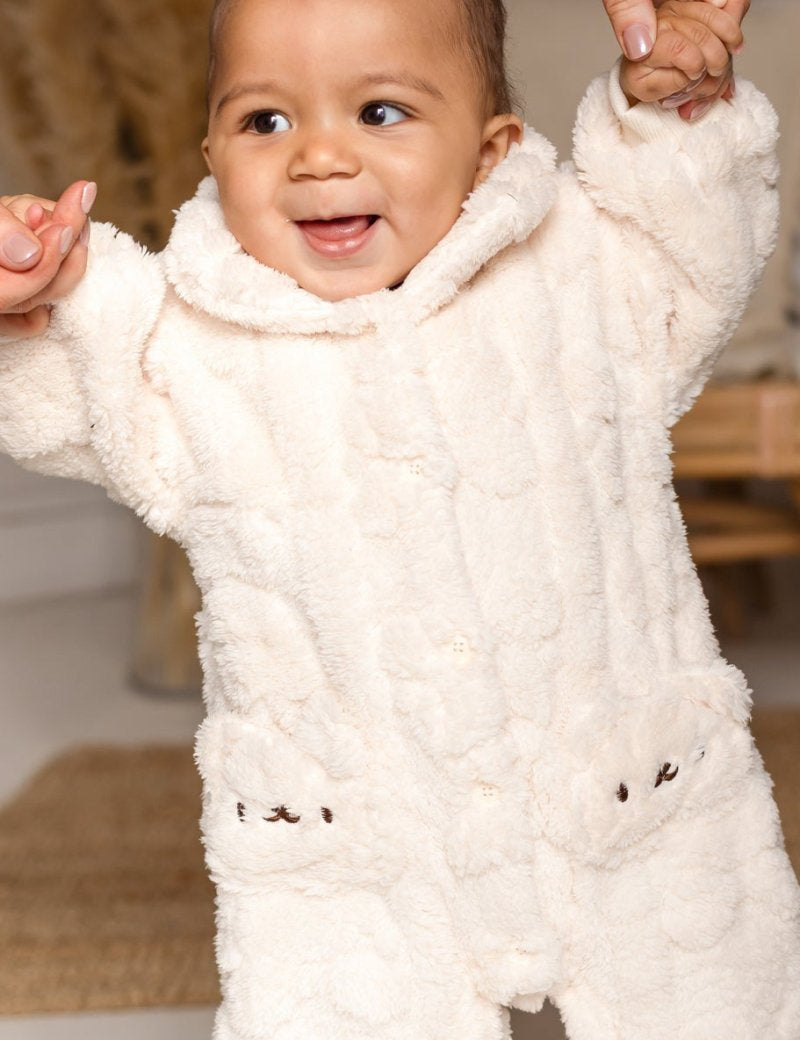 The Fur Bear Lining Fluffy Coat Romper - Cozy Crew Club