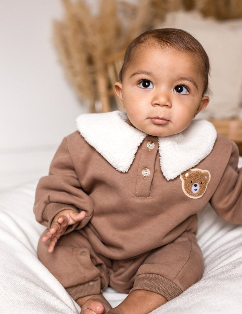 The Winter Fur Bear Hooded Pramsuit - Cozy Crew Club