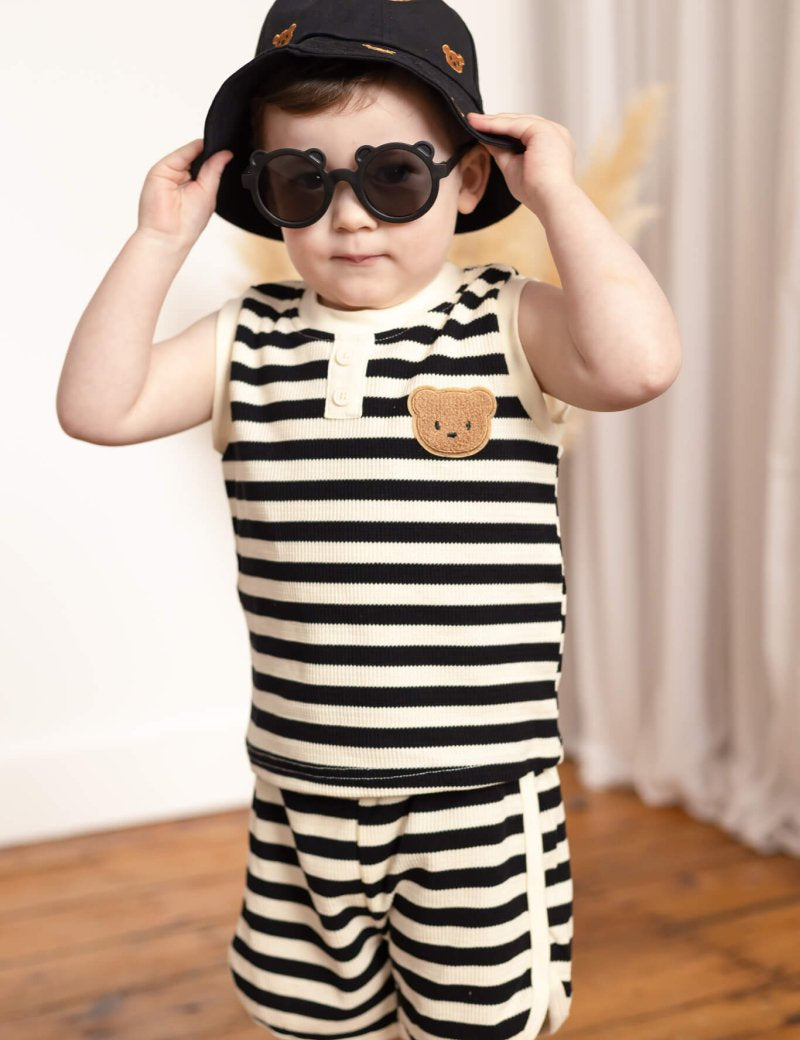 The Bear Beach Stripe Shorts & T-Shirt - Cozy Crew Club