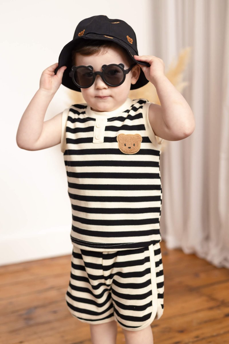 The Bear Beach Stripe Shorts & T-Shirt - Cozy Crew Club