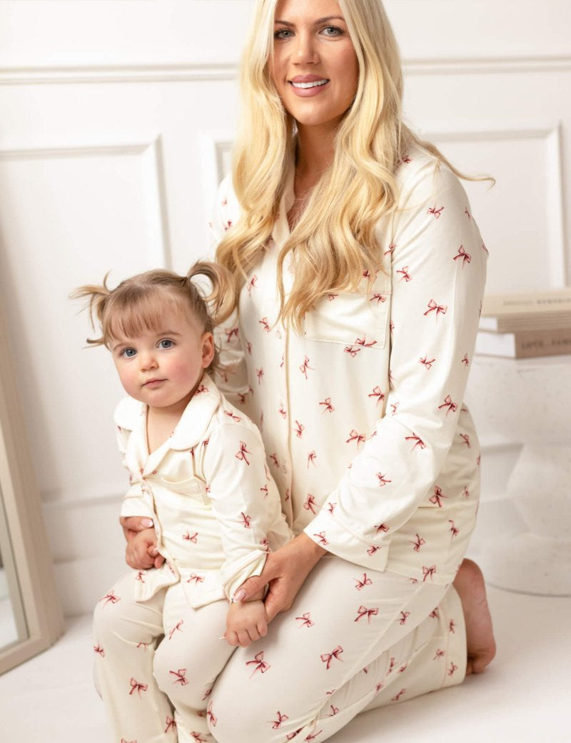 Mini COZY Rosy Ribbon Pyjamas Set - Cozy Crew Club