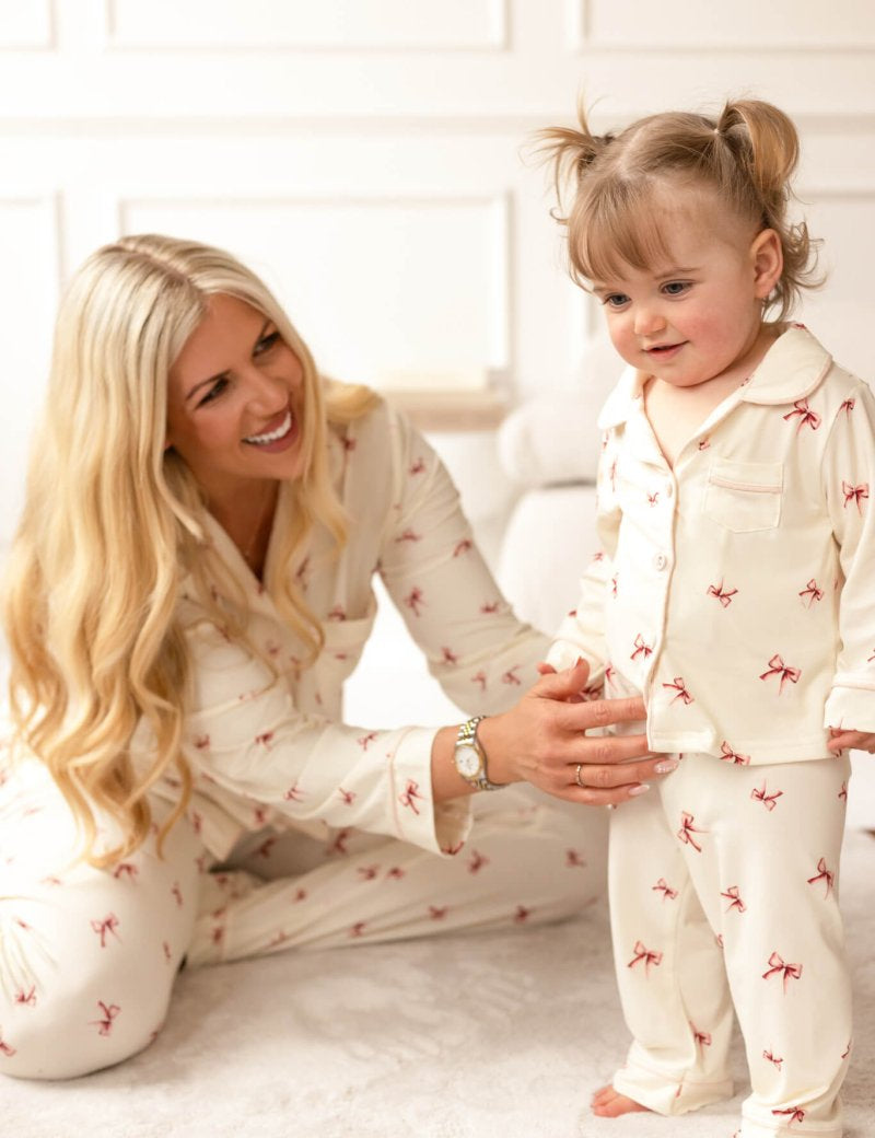 Mini COZY Rosy Ribbon Pyjamas Set - Cozy Crew Club
