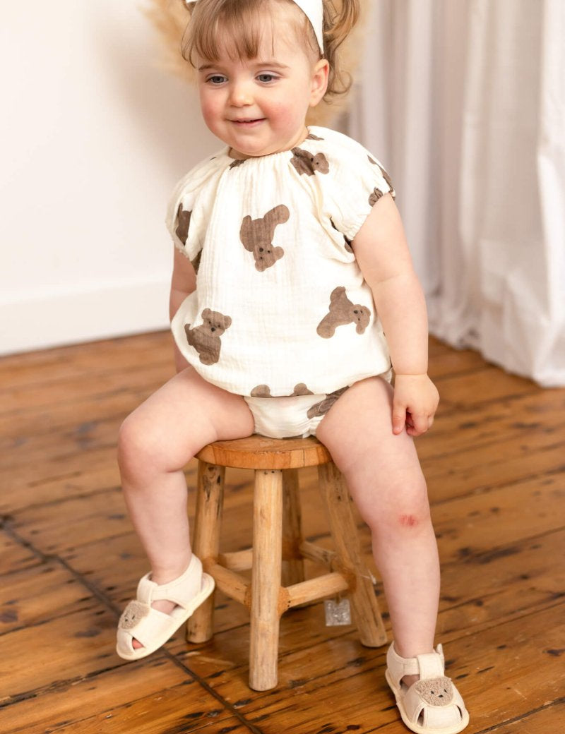 Bear 3 Piece Summer Set (T-Shirt, Shorts & Headband) - Cozy Crew Club