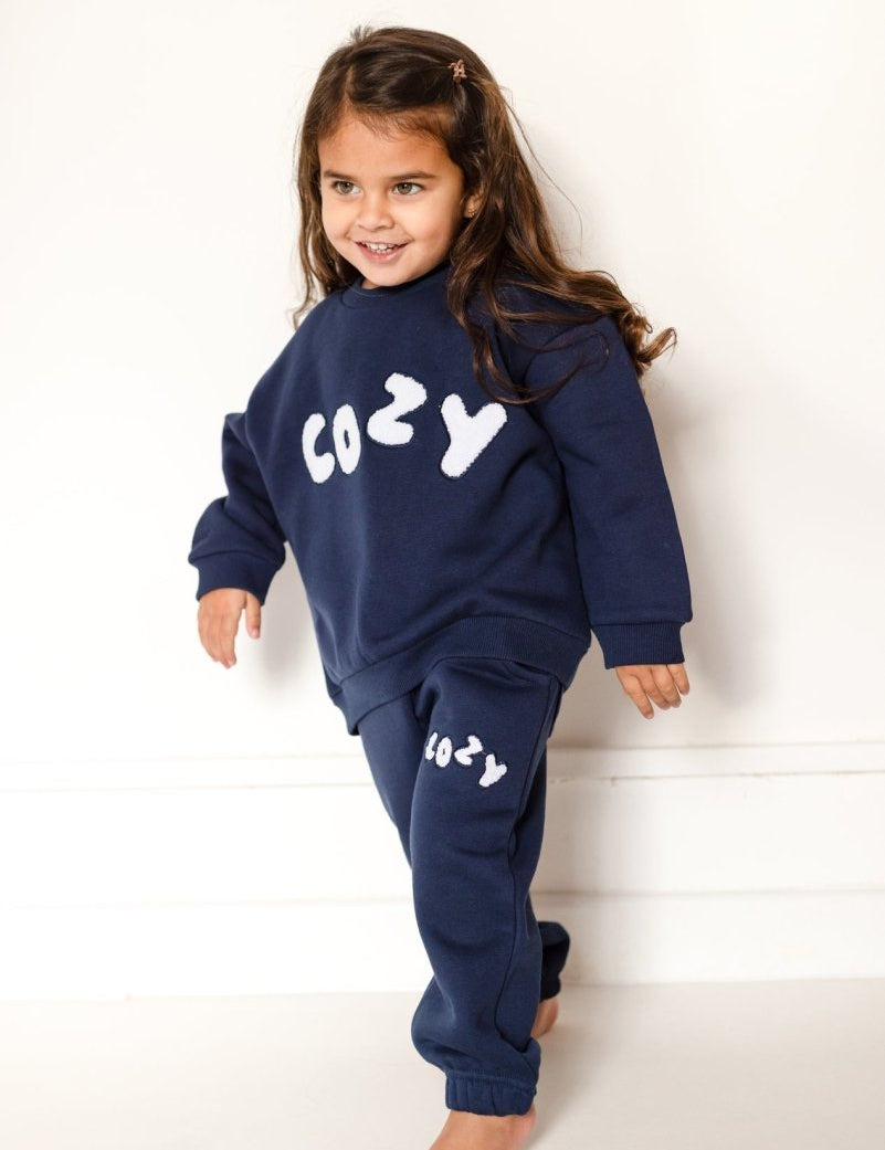 The COZY Little Lounger Tracksuit Navy - Cozy Crew Club
