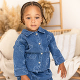Baby Embroidered Bear Denim Two-Piece Set