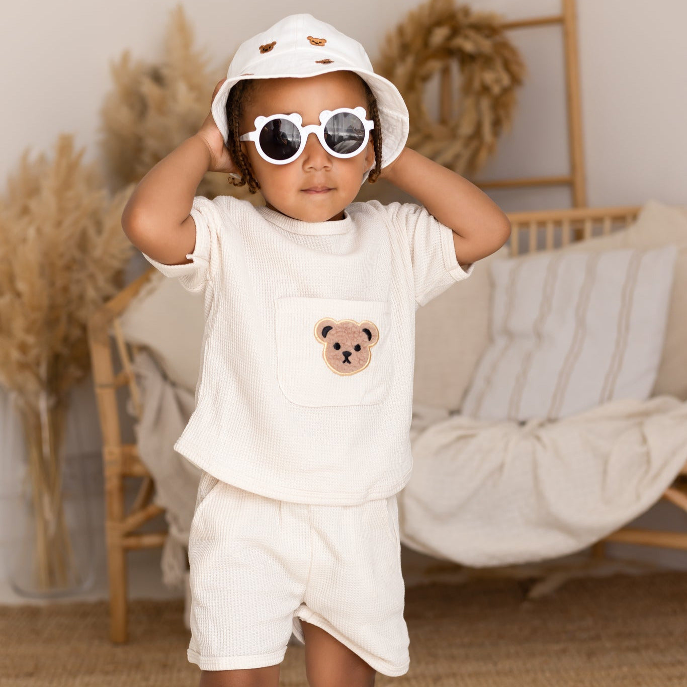 2-teiliges Set aus T-Shirt und Shorts mit Waffelbär