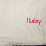 Sample Sale - White cocole blanket - 'Hailey' in Pink thread