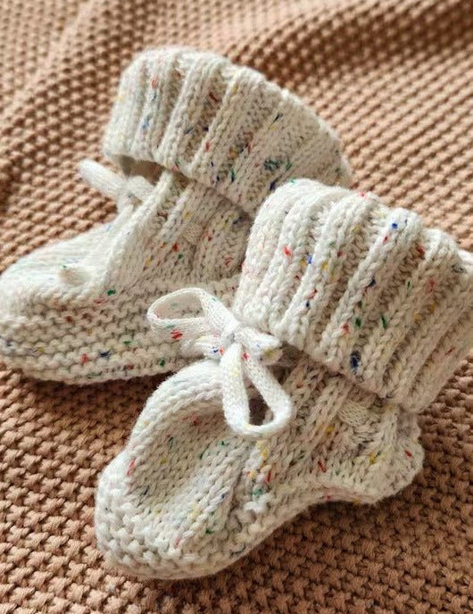 COZY Speckle Knit Booties 100% Cotton - Cozy Crew Club