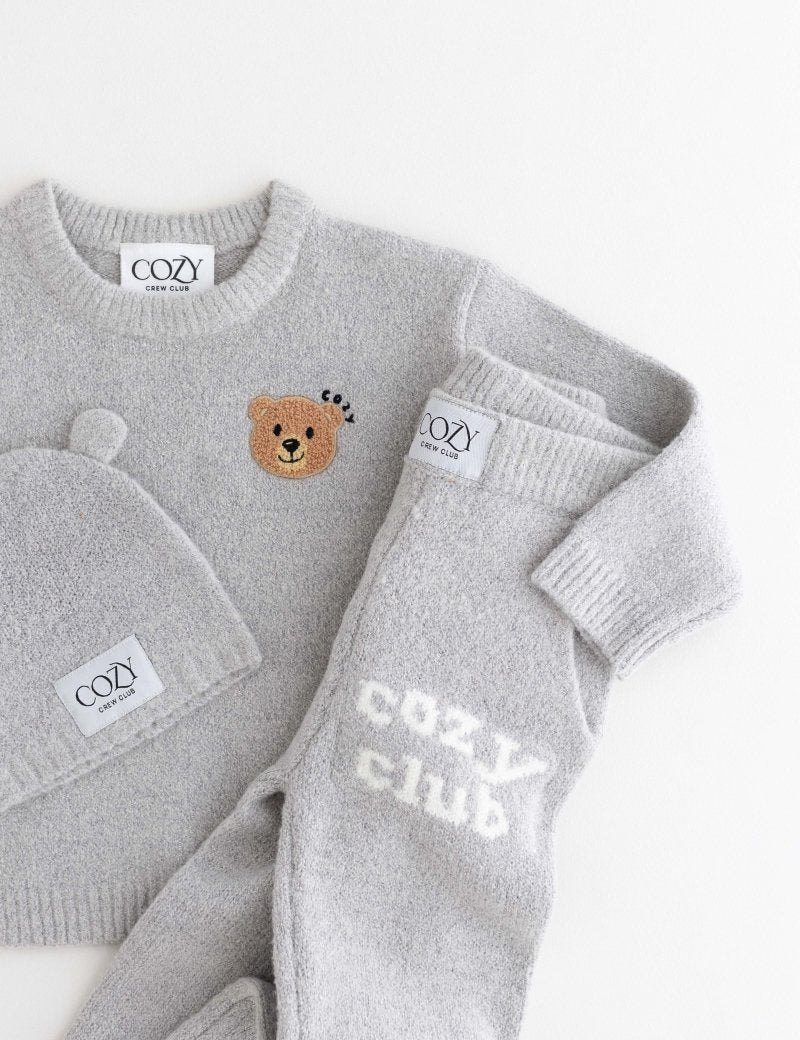 The Cozy Cub Knit Set Grey - Cozy Crew Club