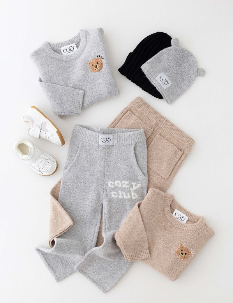 The Cozy Cub Knit Set Grey - Cozy Crew Club