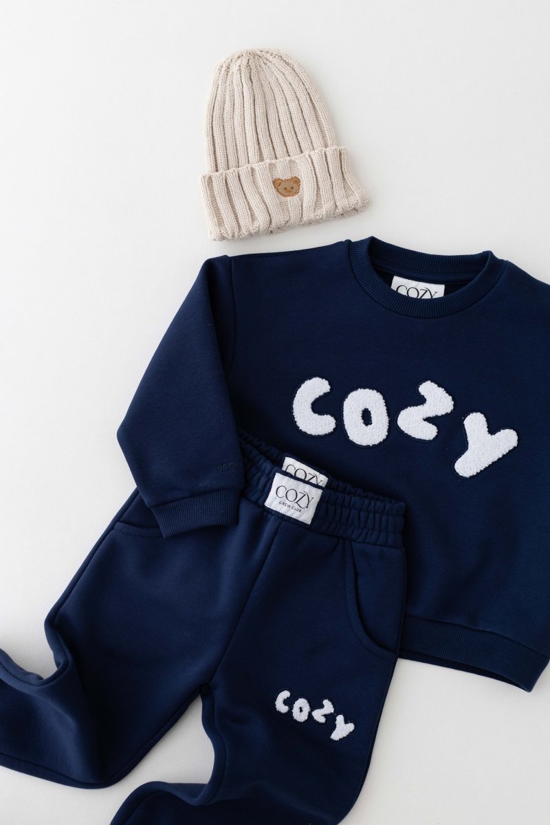 The COZY Little Lounger Tracksuit Navy - Cozy Crew Club