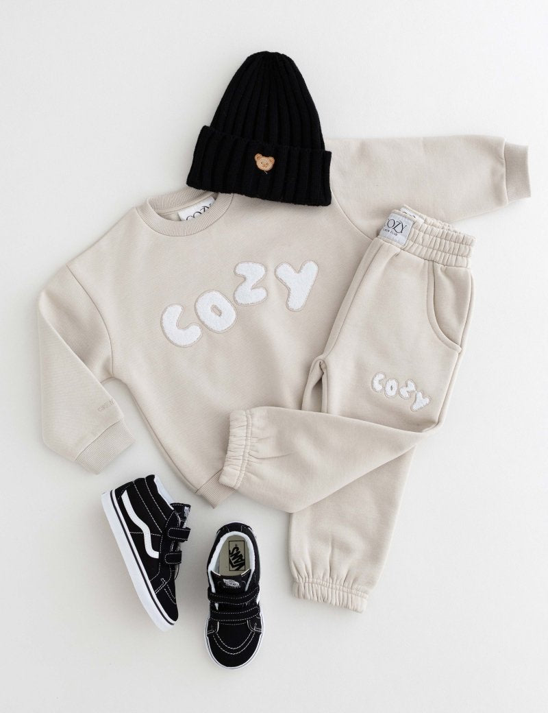 The COZY Little Lounger Tracksuit Stone - Cozy Crew Club