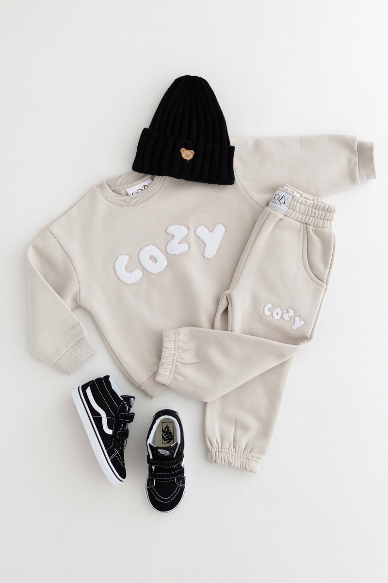 The COZY Little Lounger Tracksuit Stone - Cozy Crew Club