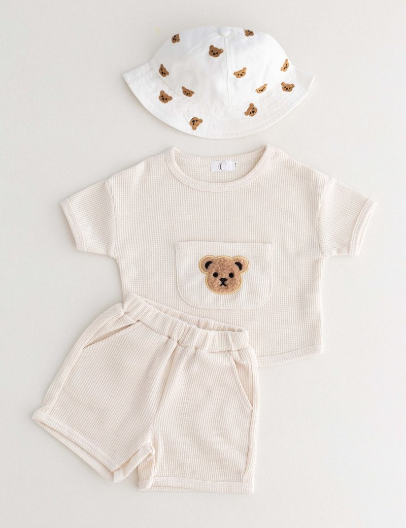 Waffle Bear 2 Piece T-Shirt & Shorts Set - Cozy Crew Club