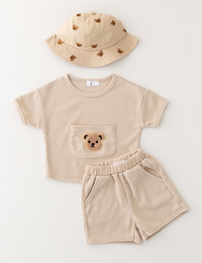 Waffle Bear 2 Piece T-Shirt & Shorts Set - Cozy Crew Club