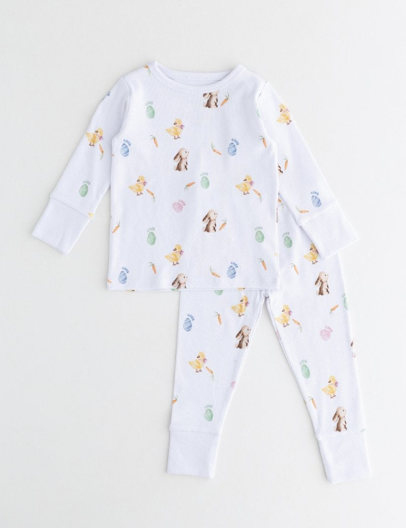 The COZY Hop Ribbed Cotton Two-Piece Set Long Sleeve Pyjamas - Cozy Crew Club