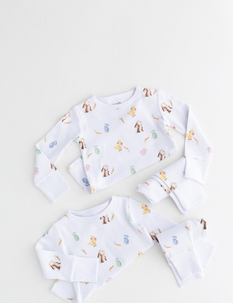 The COZY Hop Ribbed Cotton Two-Piece Set Long Sleeve Pyjamas - Cozy Crew Club