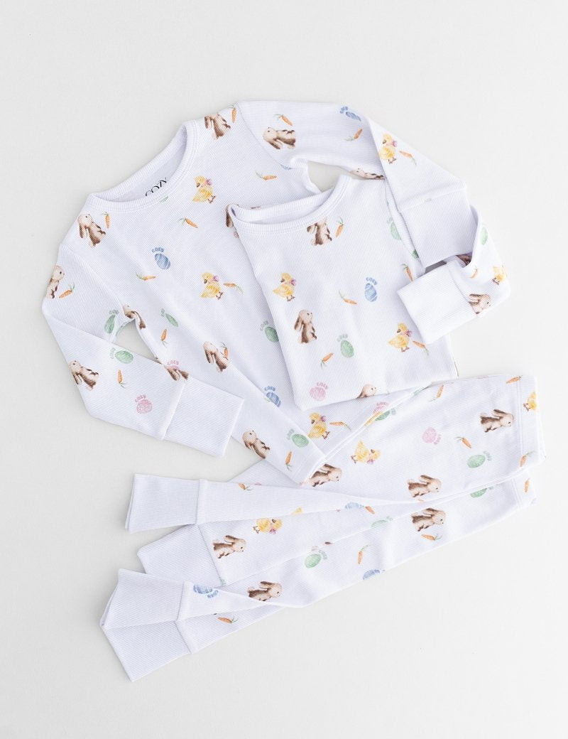 The COZY Hop Ribbed Cotton Two-Piece Set Long Sleeve Pyjamas - Cozy Crew Club
