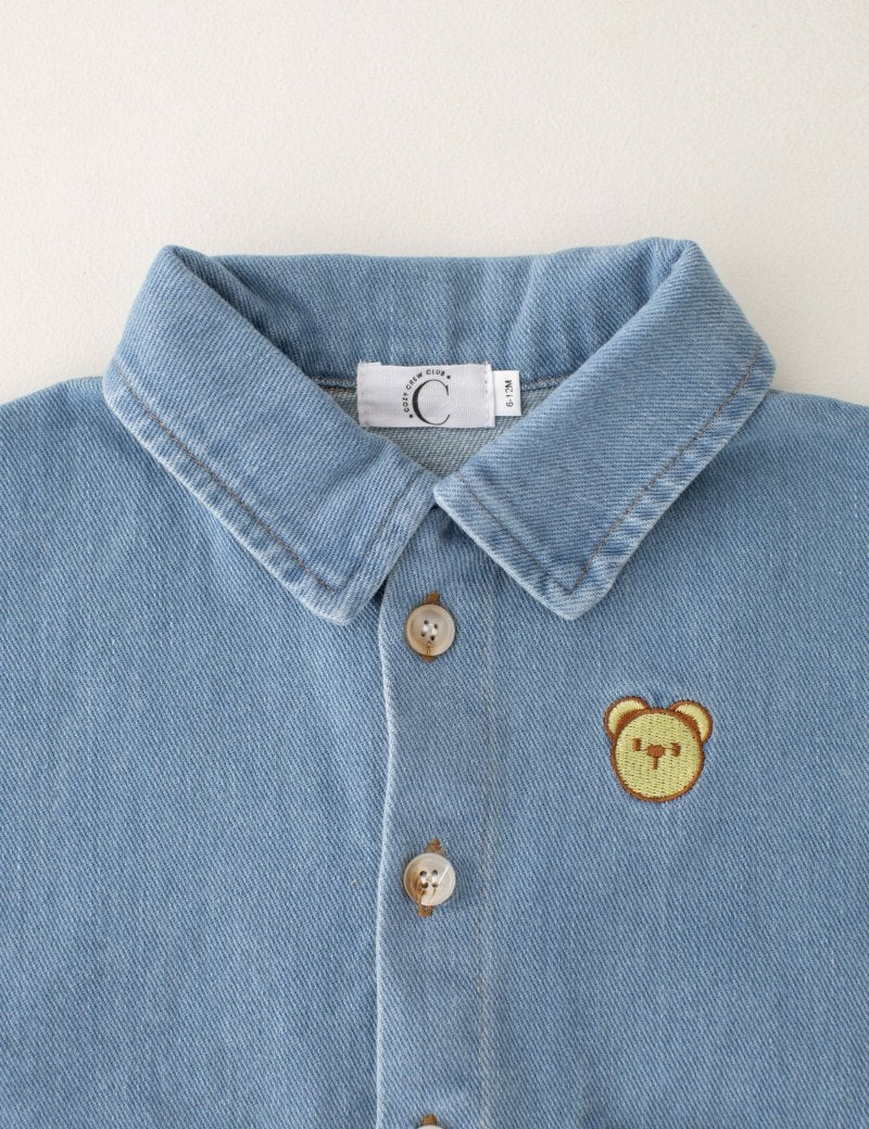 Bear Denim Piece Light or Dark Denim - Cozy Crew Club
