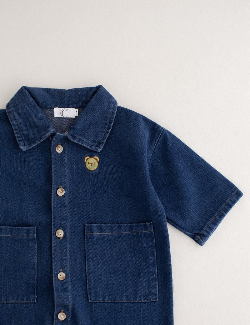 Bear Denim Piece Light or Dark Denim - Cozy Crew Club