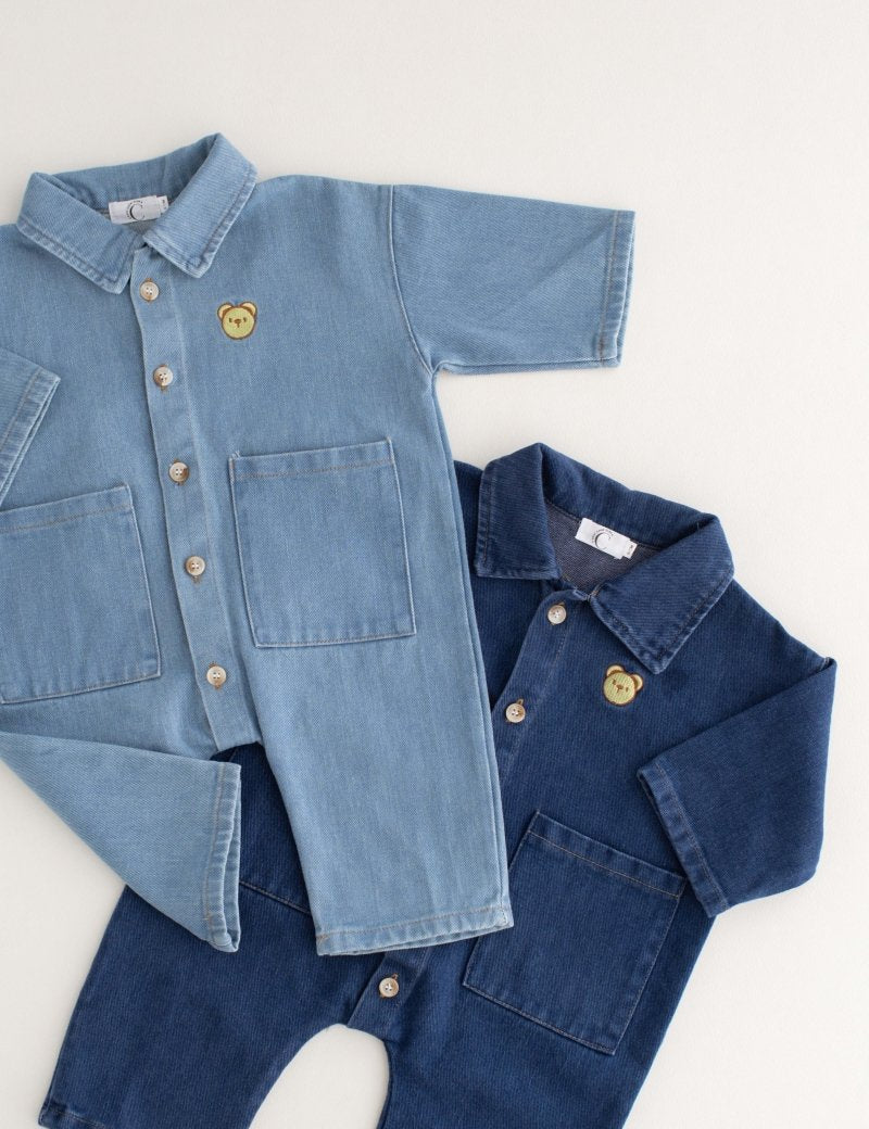 Bear Denim Piece Light or Dark Denim - Cozy Crew Club