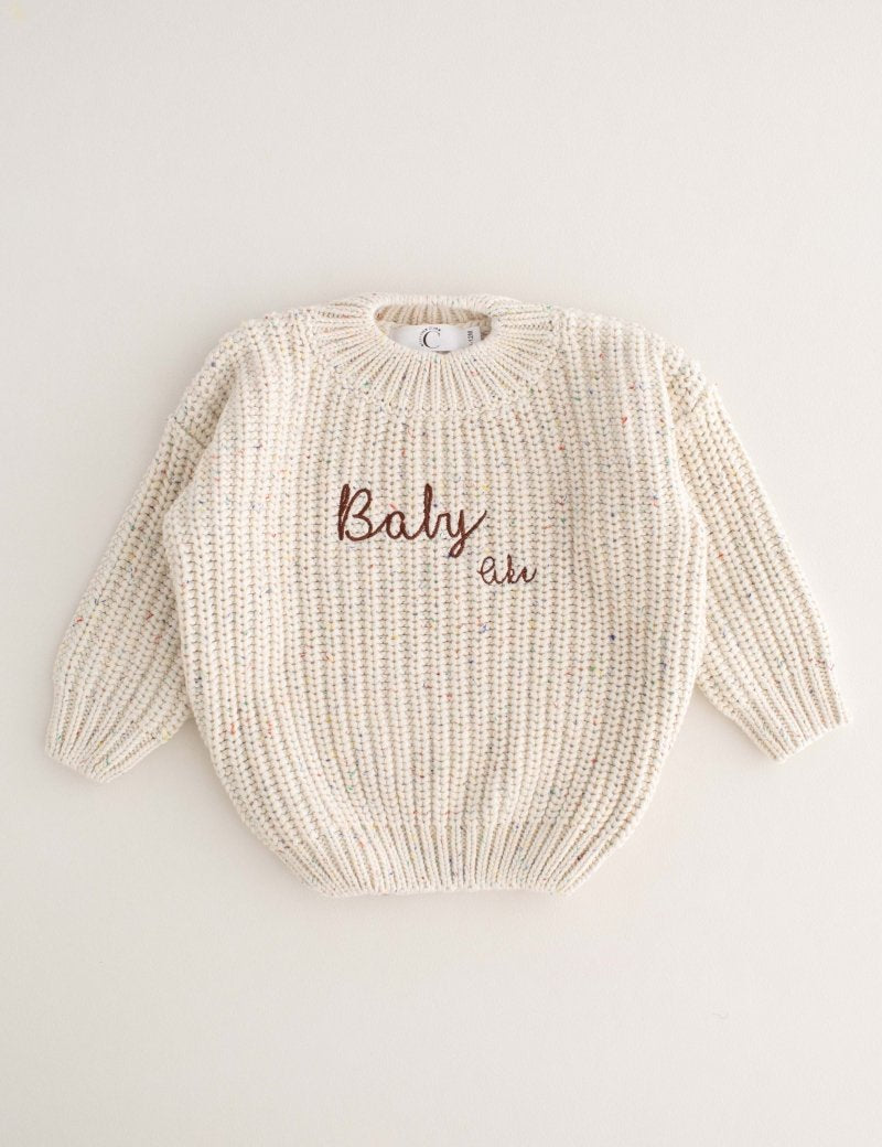 COZY Rainbow Speckle Chunky Sweater | Natural - Cozy Crew Club