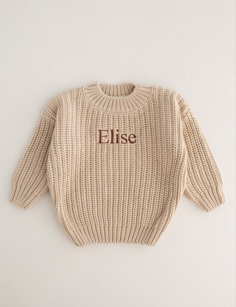 COZY Chunky Sweater | Almond Personlised - Cozy Crew Club
