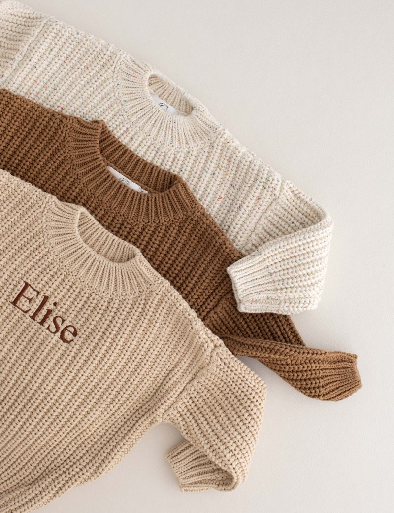 COZY Chunky Sweater | Almond Personlised - Cozy Crew Club