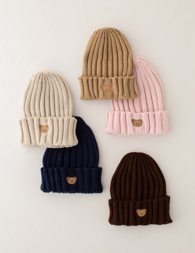 Knitted Bear Beanie Hats Multiple Colours - Cozy Crew Club