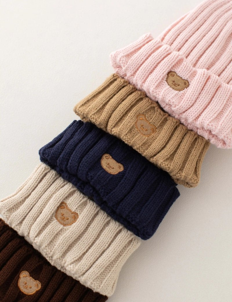 Knitted Bear Beanie Hats Multiple Colours - Cozy Crew Club