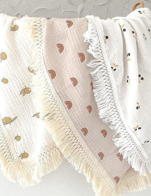 The Tassel Blanket Swaddle (Multiple Prints) - Cozy Crew Club