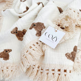 The Bear Muslin Frill Blanket Swaddle