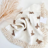 The Bear Muslin Frill Blanket Swaddle