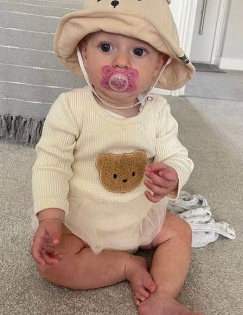 Cozy Bear Tutu Bodysuit in Creme - Cozy Crew Club