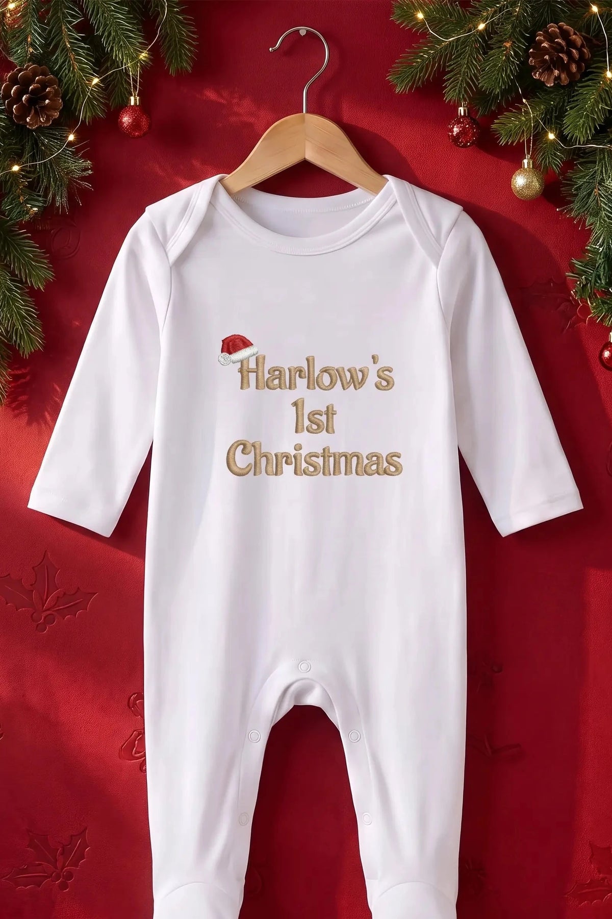 Exquisite Christmas Personalised 100% Premium Cotton Baby Romper