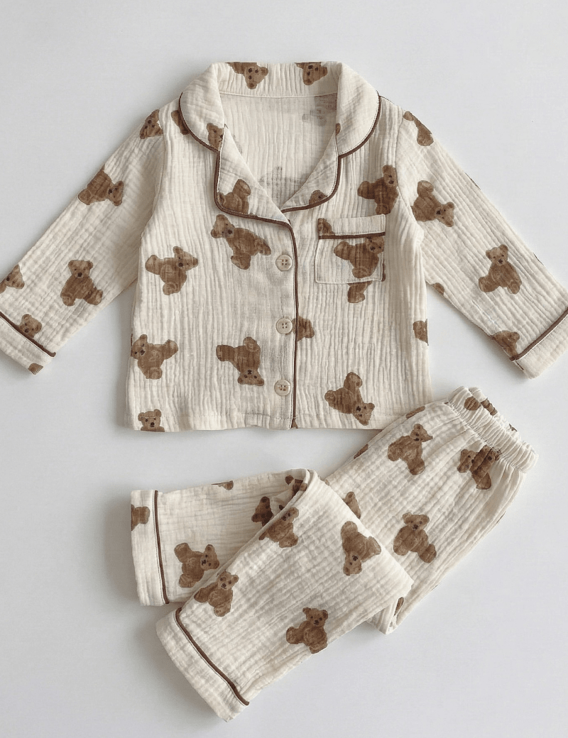 Cozy Bear Pyjamas - PJ Set 100% Cotton - Cozy Crew Club