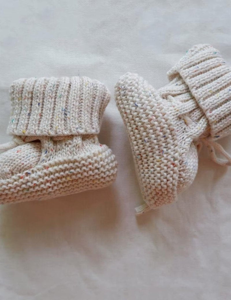 COZY Speckle Knit Booties 100% Cotton - Cozy Crew Club
