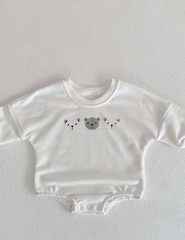 Joy Bear Bodysuit, White, Purple or Blue - Cozy Crew Club