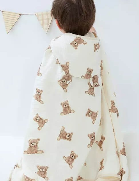 Baby Bear Hooded Bath Towel Receiving Blanket - Cozy Crew Club