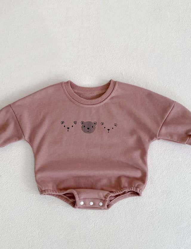 Joy Bear Bodysuit, White, Purple or Blue - Cozy Crew Club