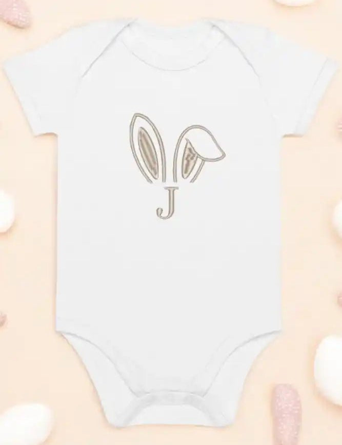 Bunny Initial (Personalised Embroidered Bunny Bodysuit) - Cozy Crew Club