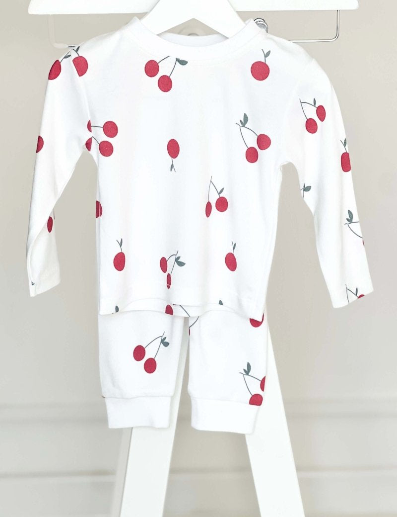 Cherry Bamboo & Organic Cotton Two-Piece Set Long Sleeve Pyjamas - Cozy Crew Club