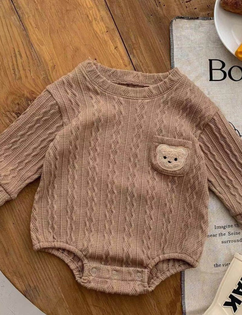 Autumn Bear Bodysuit, Green, White or Brown - Cozy Crew Club