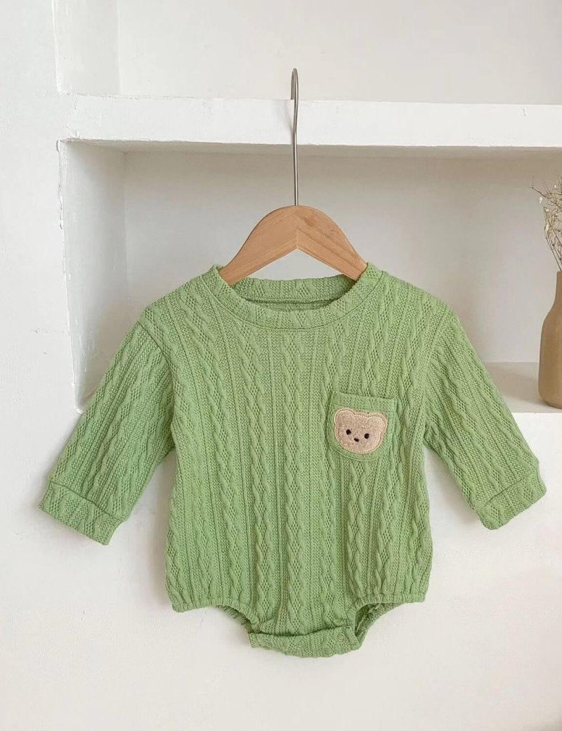 Autumn Bear Bodysuit, Green, White or Brown - Cozy Crew Club