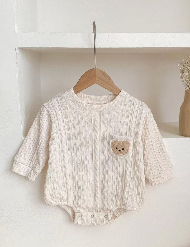 Autumn Bear Bodysuit, Green, White or Brown - Cozy Crew Club