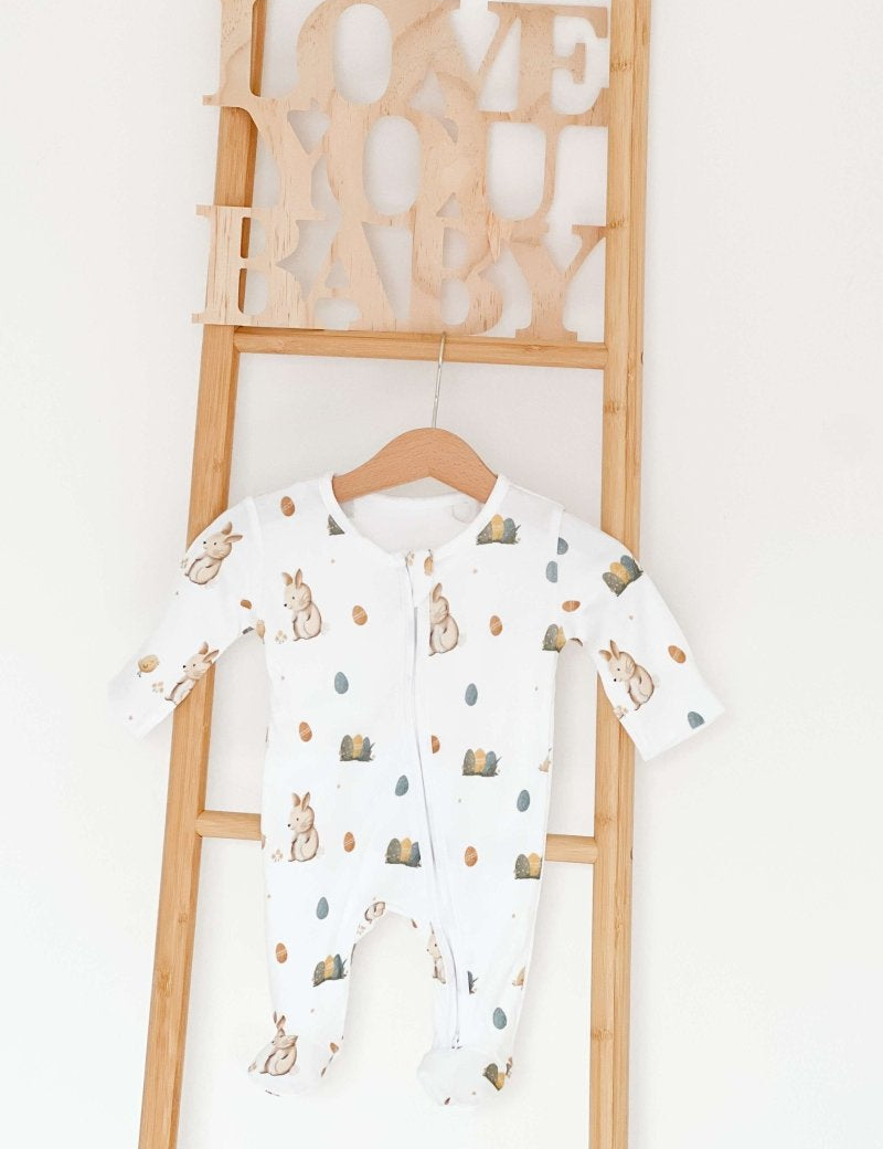 Cozy Easter Bunny Bamboo & Organic Cotton Zip Sleepsuit One Piece - Cozy Crew Club