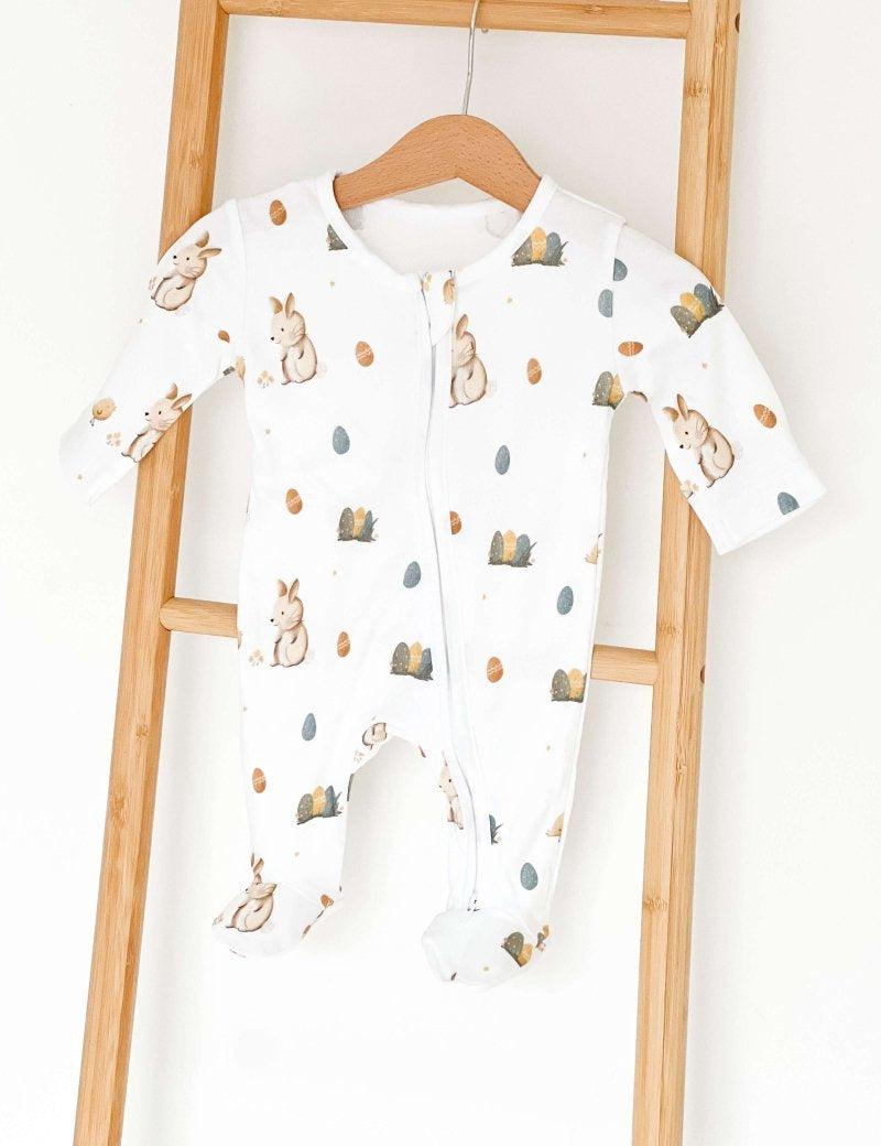 Cozy Easter Bunny Bamboo & Organic Cotton Zip Sleepsuit One Piece - Cozy Crew Club